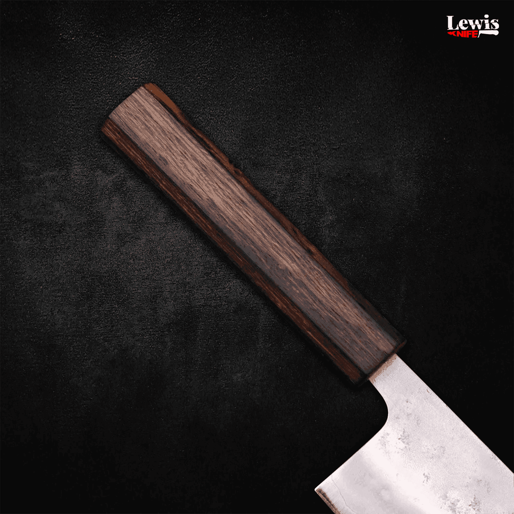 Nakiri Silver Steel #3 Nashiji Sumi Urushi Handle 165mm - Lewis Knife