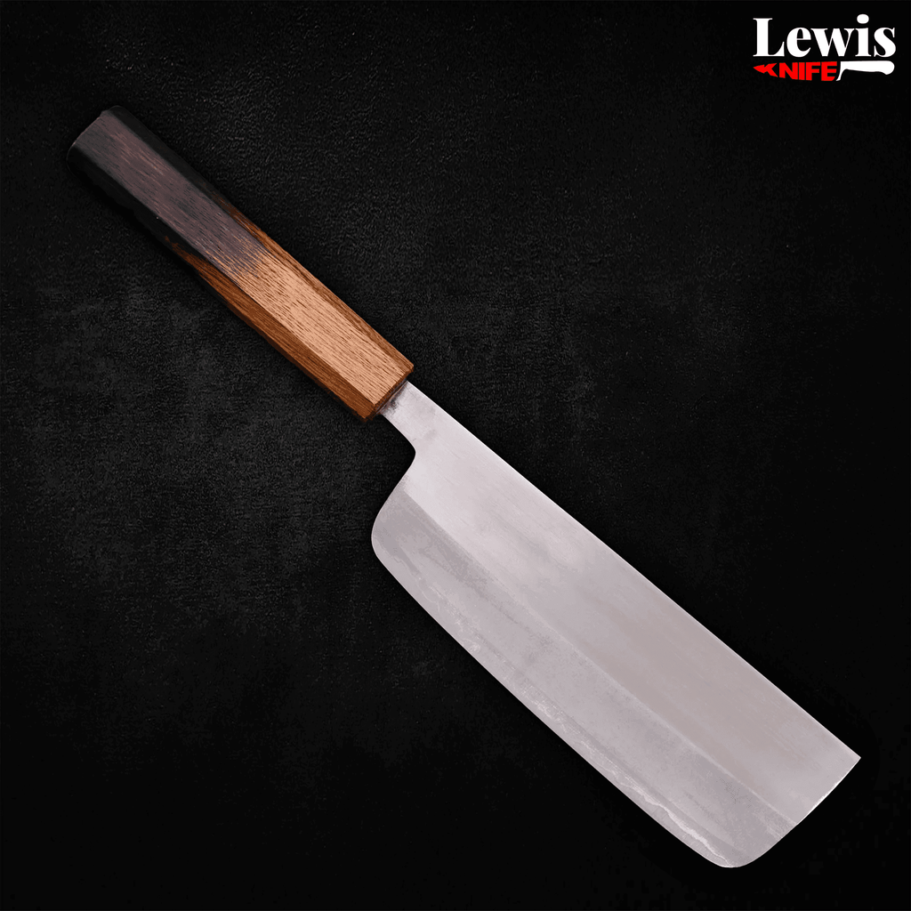 Nakiri Stainless Clad White steel #2 Polished Yaki Urushi Handle 165mm - Lewis Knife