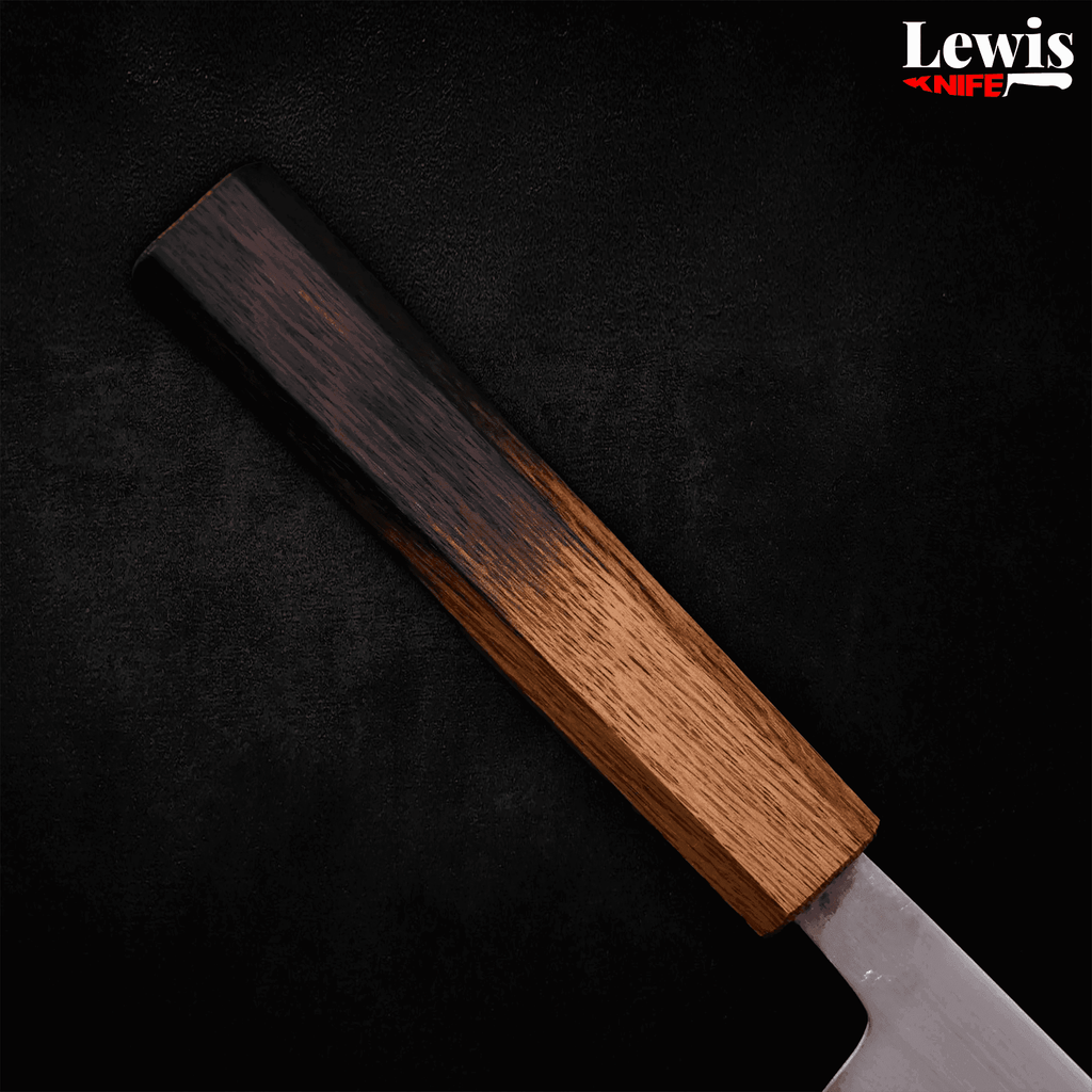 Nakiri Stainless Clad White steel #2 Polished Yaki Urushi Handle 165mm - Lewis Knife