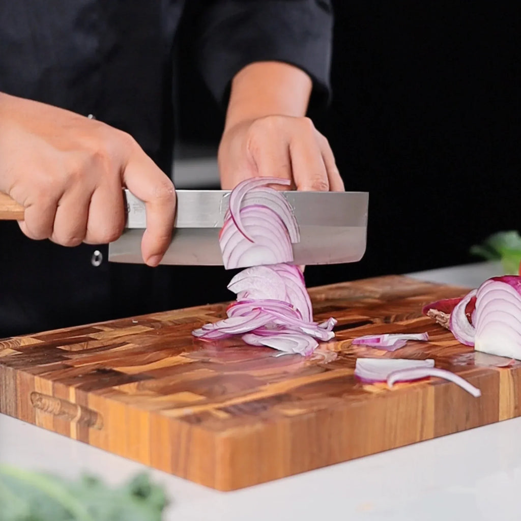 Nakiri VG-10 rosewood knife for fast, precise vegetable slicing