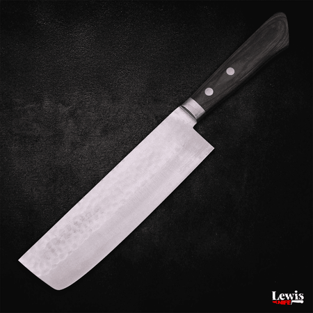 Nakiri VG-10 Tsuchime Damascus Western Brown Handle 165mm - Lewis Knife