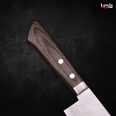 Nakiri VG-10 Tsuchime Damascus Western Brown Handle 165mm - Lewis Knife