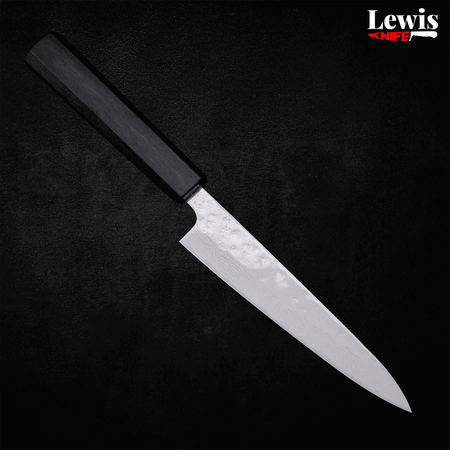 Petty AUS-10 Nashiji Damascus Dark-Blue Urushi Handle 135mm - Lewis Knife