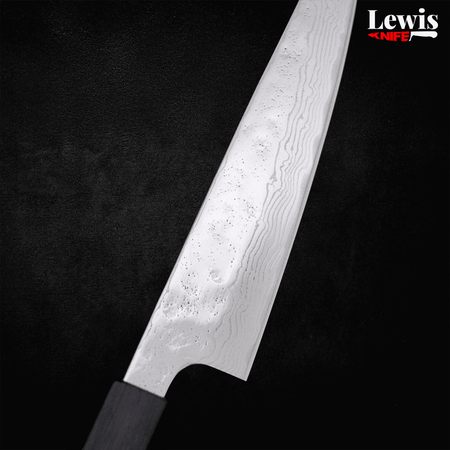 Petty AUS-10 Nashiji Damascus Dark-Blue Urushi Handle 135mm - Lewis Knife