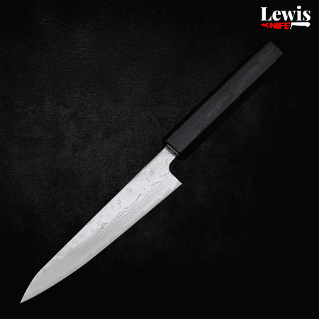Petty AUS-10 Nashiji Damascus Dark-Blue Urushi Handle 135mm - Lewis Knife