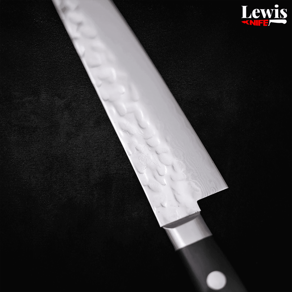 Petty AUS-10 Tsuchime Damascus Western Black Handle 135mm - Lewis Knife
