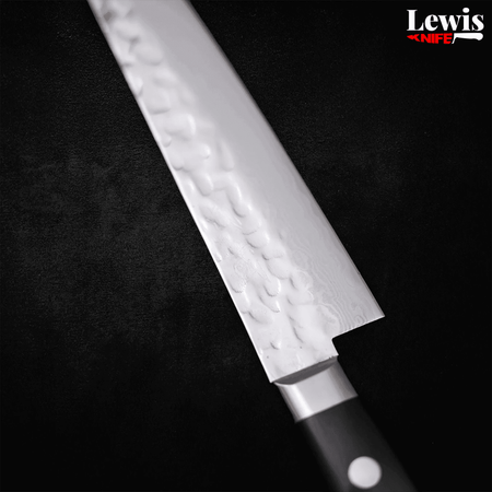 Petty AUS-10 Tsuchime Damascus Western Black Handle 135mm - Lewis Knife