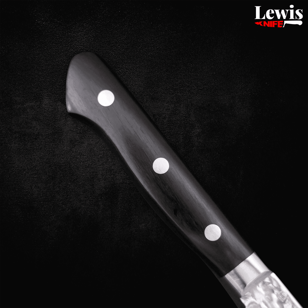 Petty AUS-10 Tsuchime Damascus Western Black Handle 135mm - Lewis Knife