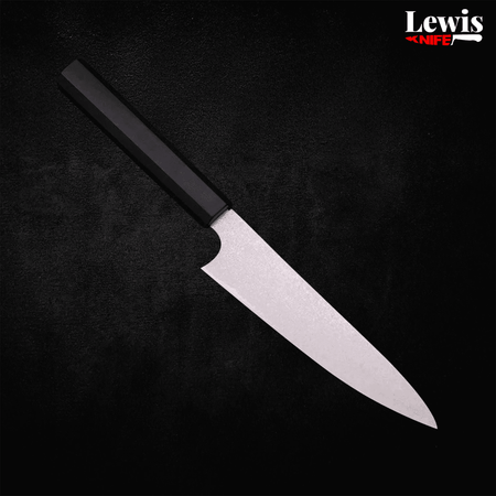 Petty Silver Steel #3 Damascus Buffalo Ebony Handle 150mm - Lewis Knife
