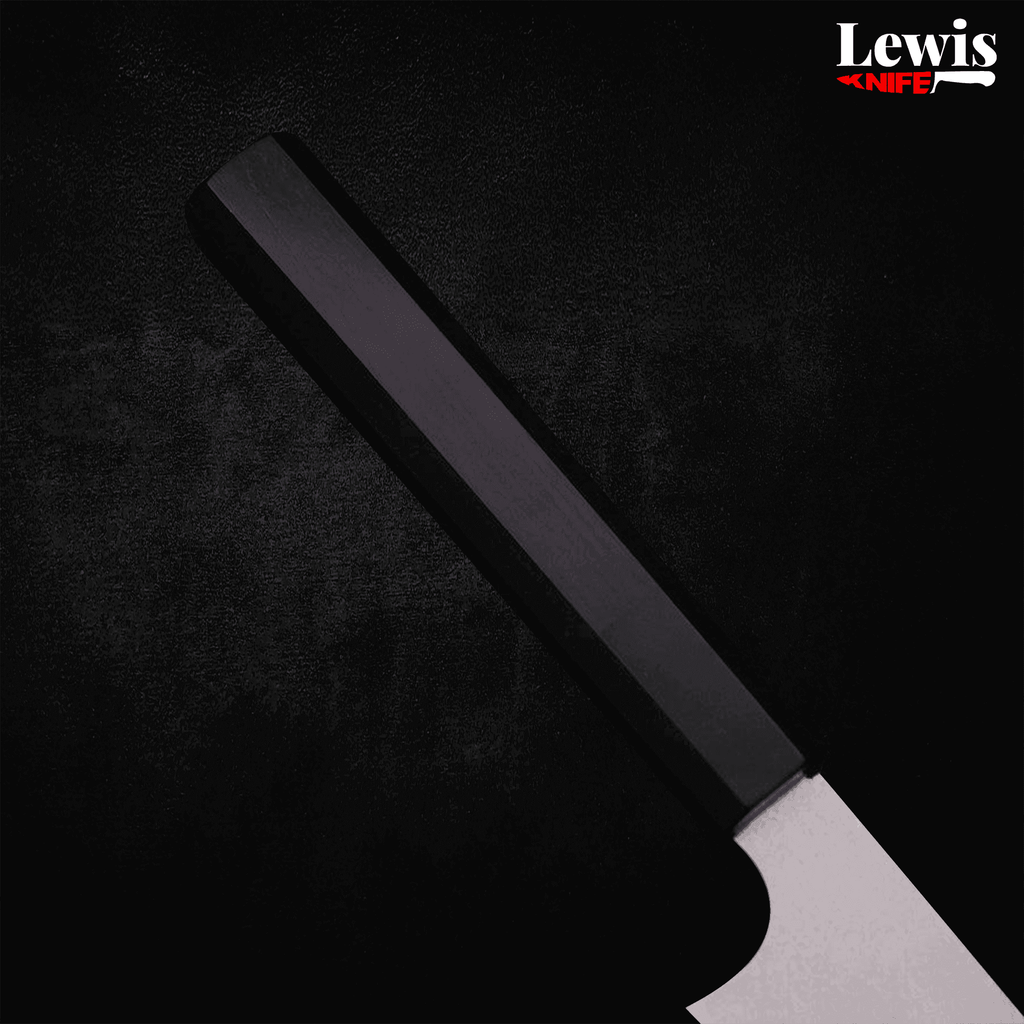 Petty Silver Steel #3 Damascus Buffalo Ebony Handle 150mm - Lewis Knife