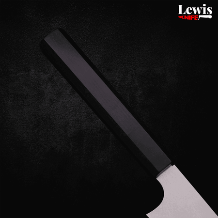 Petty Silver Steel #3 Damascus Buffalo Ebony Handle 150mm - Lewis Knife