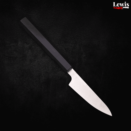 Petty SLD Wave Nickel Damascus Buffalo Ebony Handle 90mm - Lewis Knife
