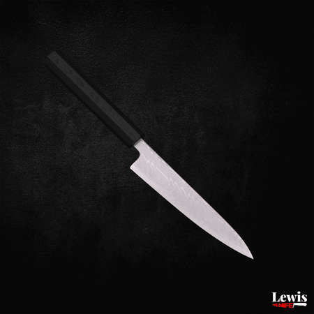 Petty SLD Wave Nickel Damascus Buffalo Ebony Handle 135mm - Lewis Knife