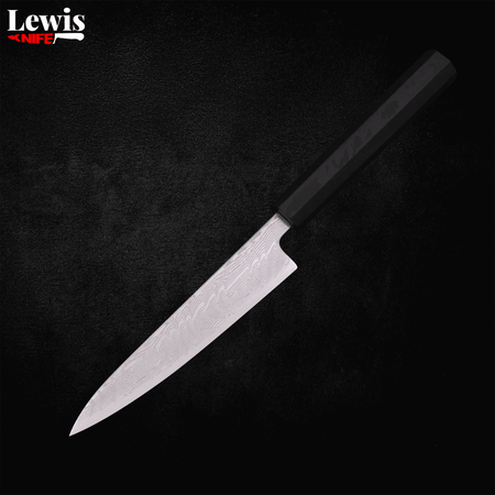 Petty SLD Wave Nickel Damascus Buffalo Ebony Handle 135mm - Lewis Knife