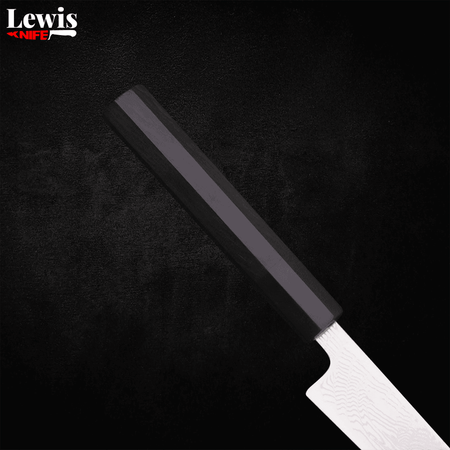 Petty SLD Wave Nickel Damascus Buffalo Ebony Handle 135mm - Lewis Knife