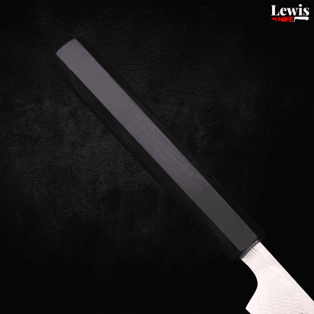 Petty SLD Wave Nickel Damascus Buffalo Ebony Handle 90mm - Lewis Knife