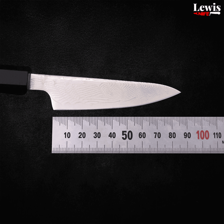 Petty SLD Wave Nickel Damascus Buffalo Ebony Handle 90mm - Lewis Knife