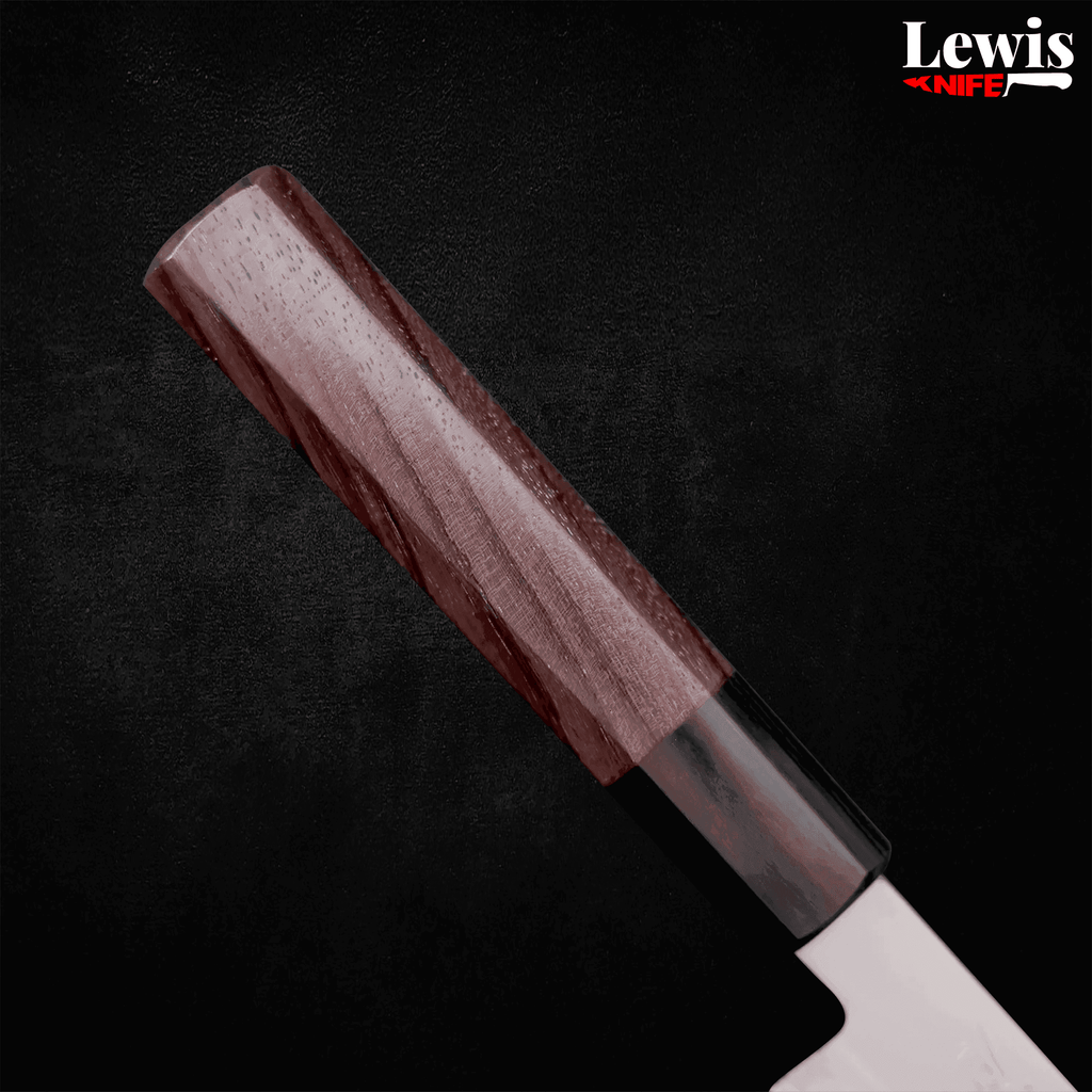 Petty Stainless Clad Blue Super Polished Shitan Handle 150mm - Lewis Knife