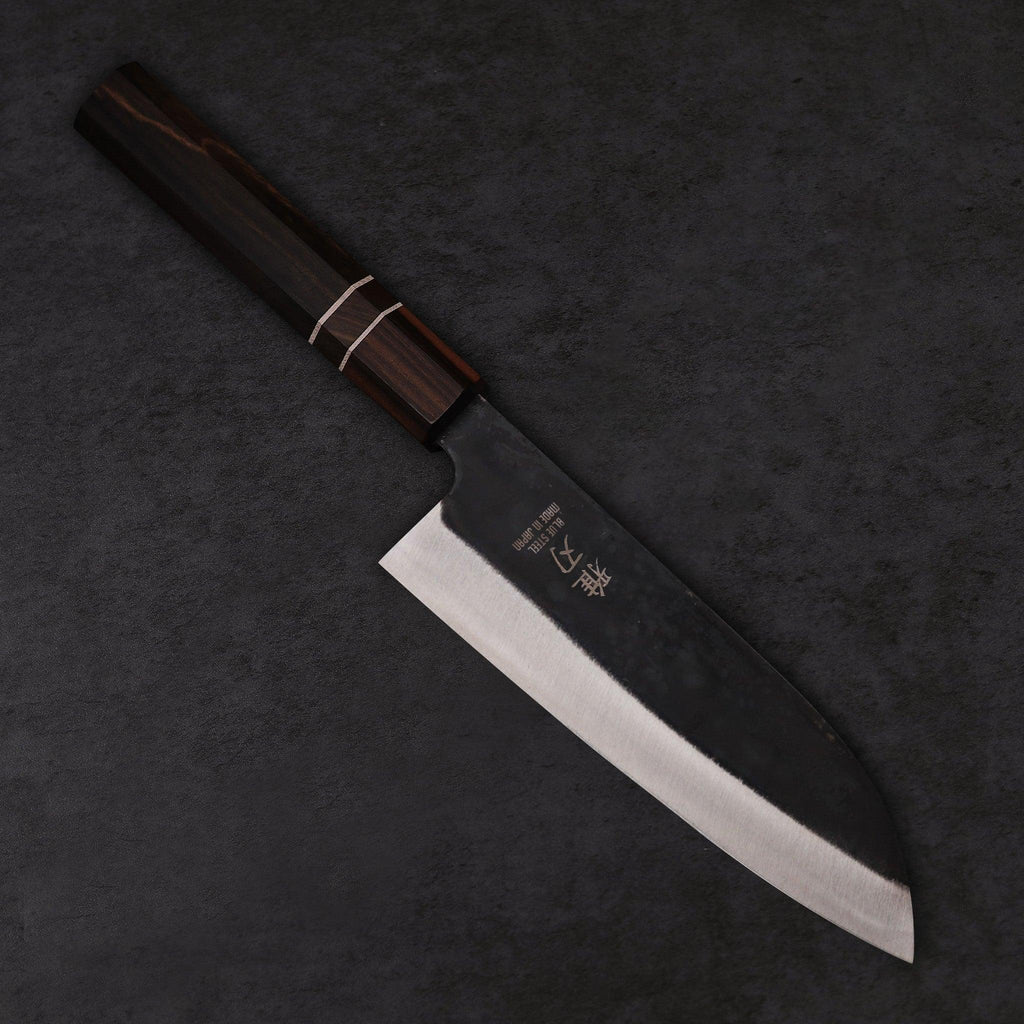 Santoku Blue Steel Ebony Wood Handle 170mm - Lewis Knife