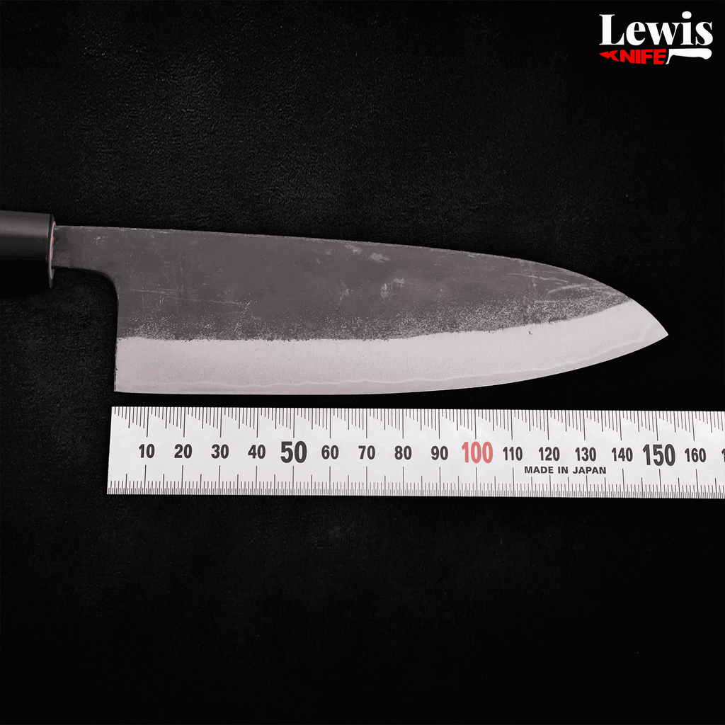 Santoku White steel #2 Kurouchi Buffalo Magnolia Handle 150mm - Lewis Knife
