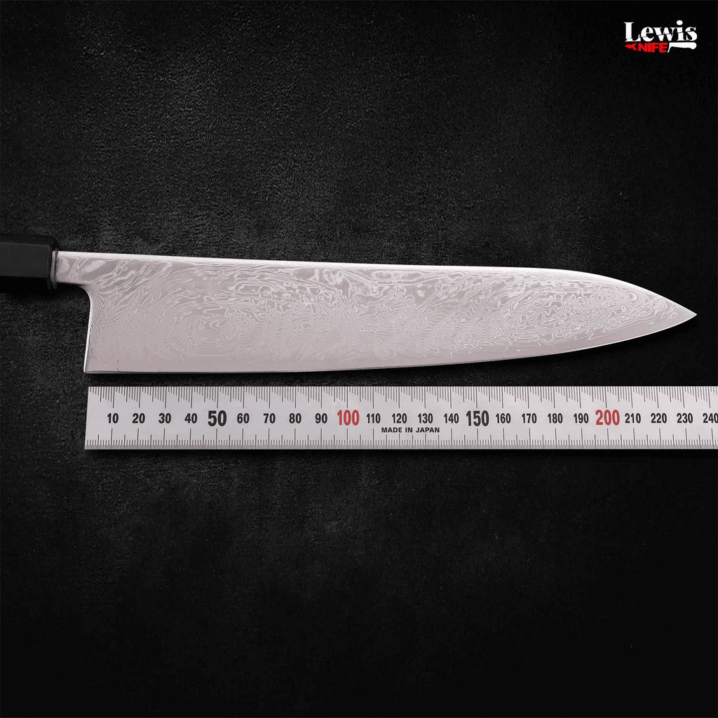 Gyuto SLD Wave Nickel Damascus Walnut Handle 240mm - Lewis Knife